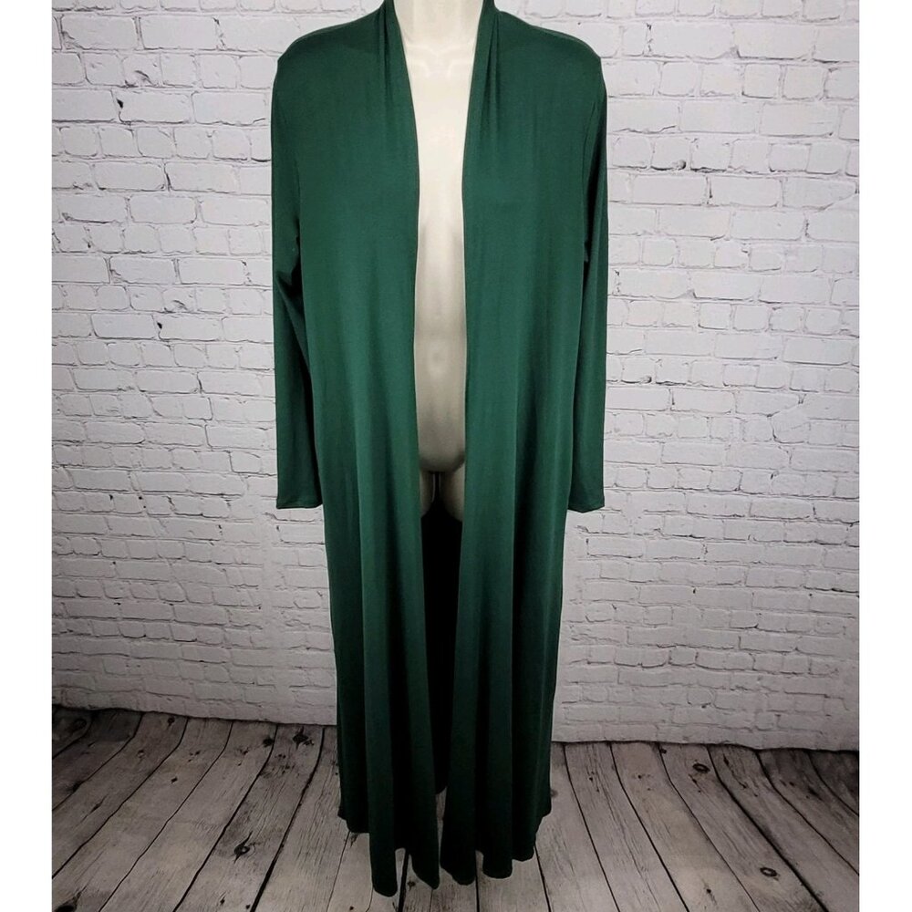 Karen T Design Green Soft Stretch Long Sleeve Pockets Open Robe USA Made Size XL